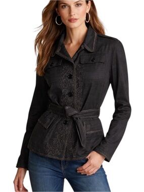 NWT Ralph Lauren Polo Jeans Silk Embroidered
Utility Safari Jacket Gray Size M